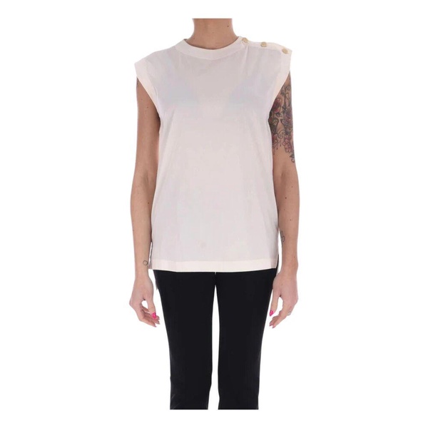 White Sleeveless Top with Side Buttons