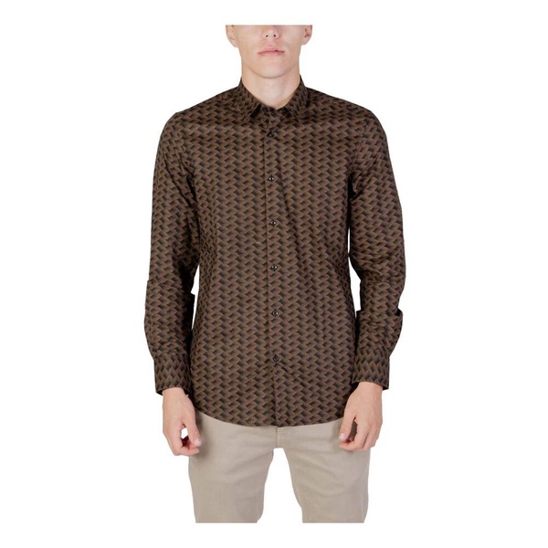Brown Button-Fastened Long Sleeve Shirt