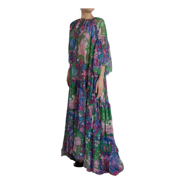 Floral Print Silk Maxi Dress