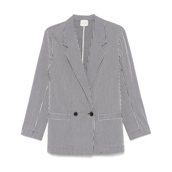 Blue Double-Breasted Jacket with Pockets