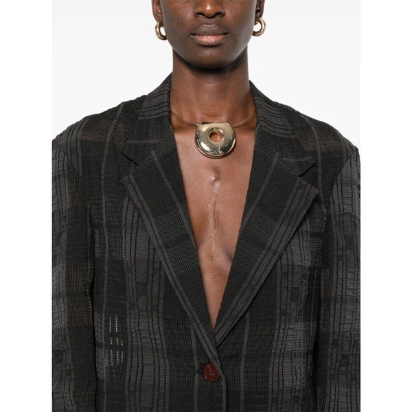 Black Button-Up Jacket with Notched Lapels