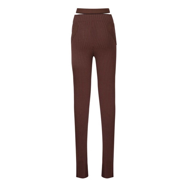 Ribbed knit slim trousers