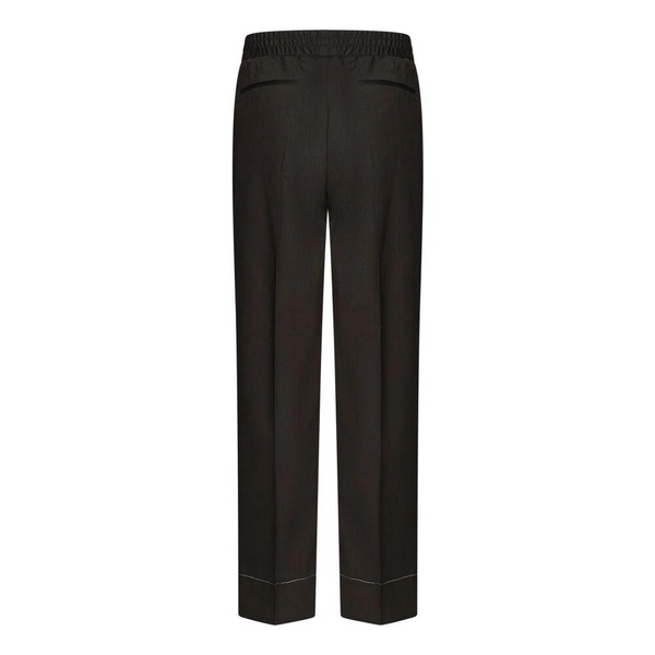 Brown Wool Trousers with Elasticated Waist