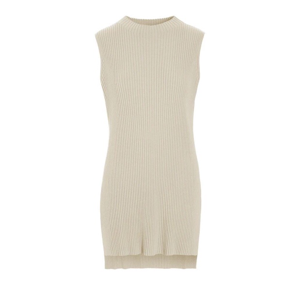 Ribbed Long Vest Ivory