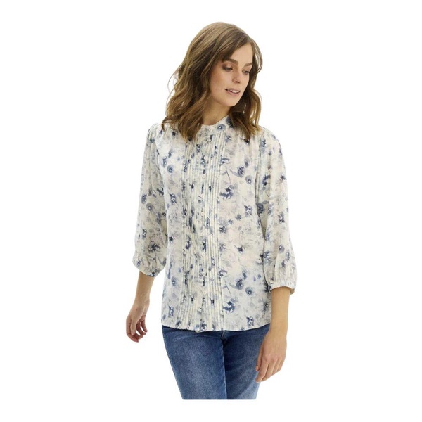 Blue Feminine Shirt with Pleats