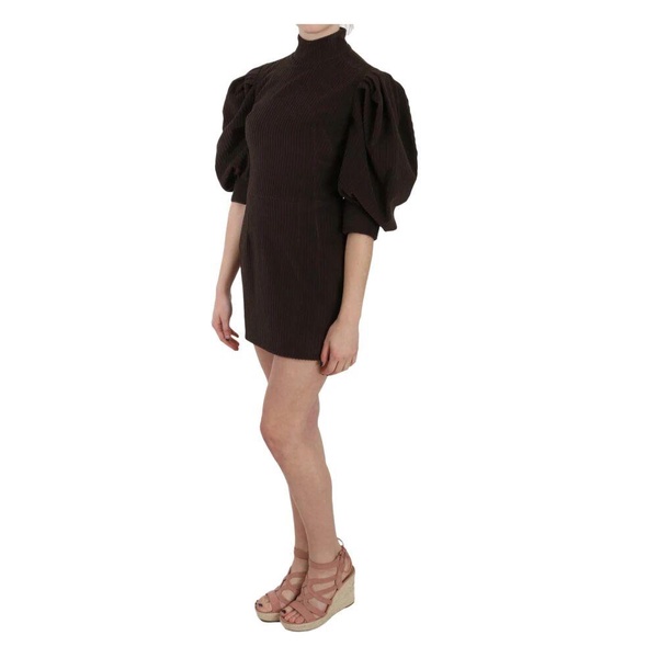 Brown Corduroy Bodycon Cotton Mini Dress