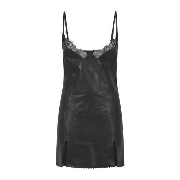 Black Embroidered Leather Dress
