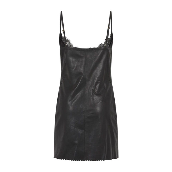 Black Embroidered Leather Dress