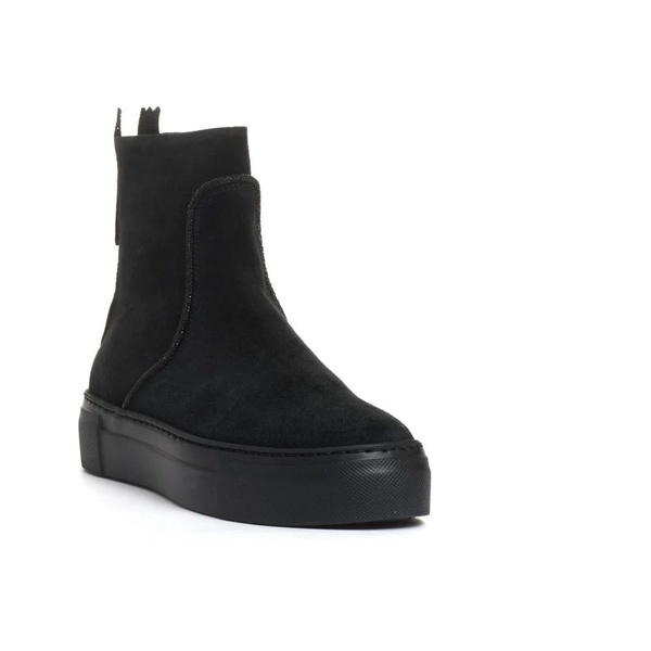 Black Suede Glitter Ankle Boots