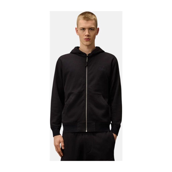 Navy Blue Zip-Up Sweatshirt with Embroidered Logo