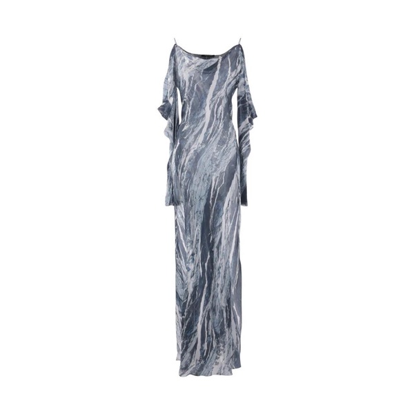 Marble Print Long Silk Dress