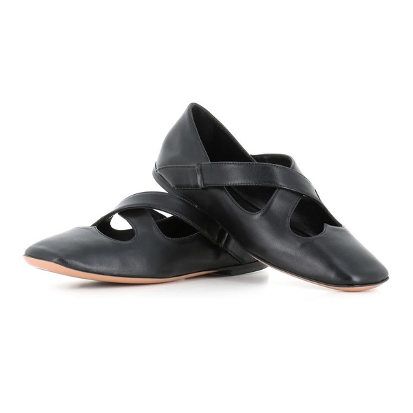 Black Leather Ballet Flats
