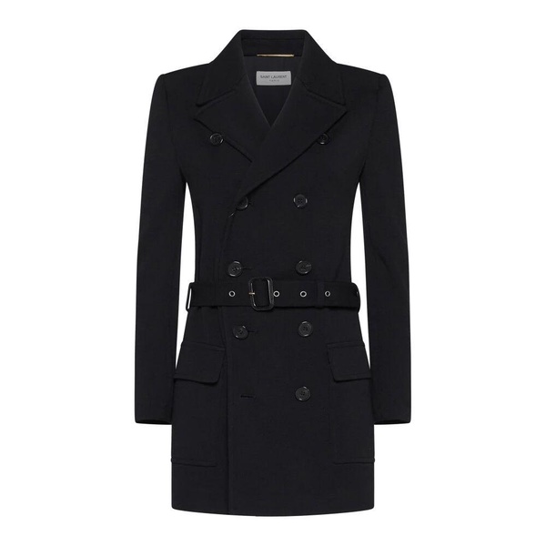 Black Wool Blend Double-Breasted Jacket