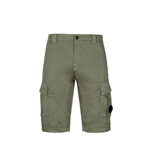 Stretch Sateen Cargo Shorts with Lens Detail