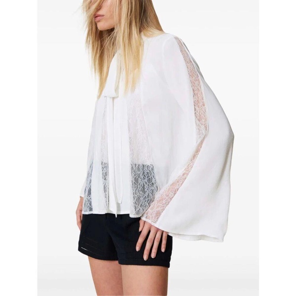 White Bow Collar Shirt Long Sleeves