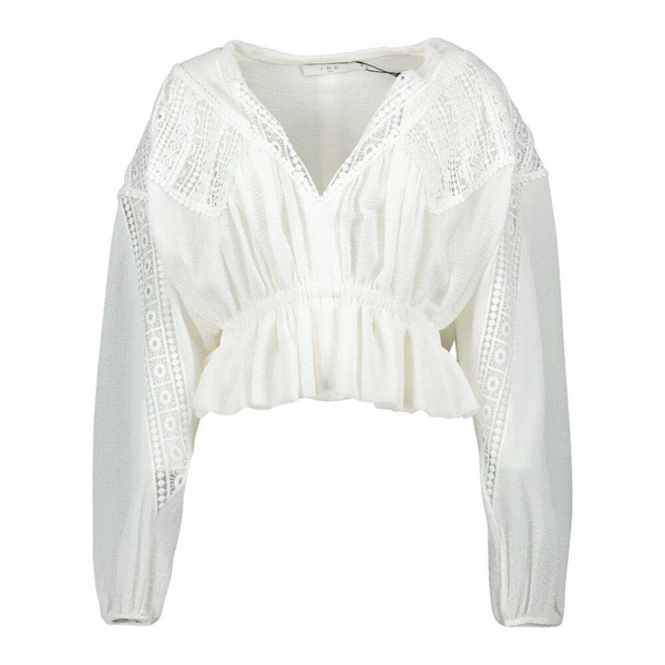 White V-Neck Blouse with Puff Sleeves