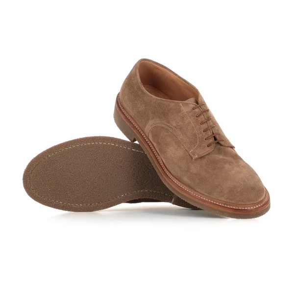 Beige Suede Derby Flat Shoes