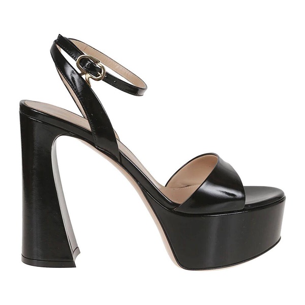 Black Sandals with Ribbon Buckle