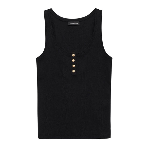 Ribbed tank top with gold buttons