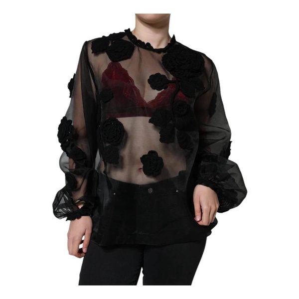 Floral Mesh Long Sleeve Blouse