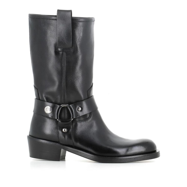 Black Leather Biker Boots