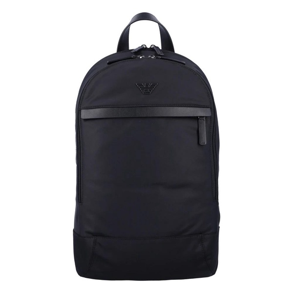 Black Nylon Backpack with Leather Trims