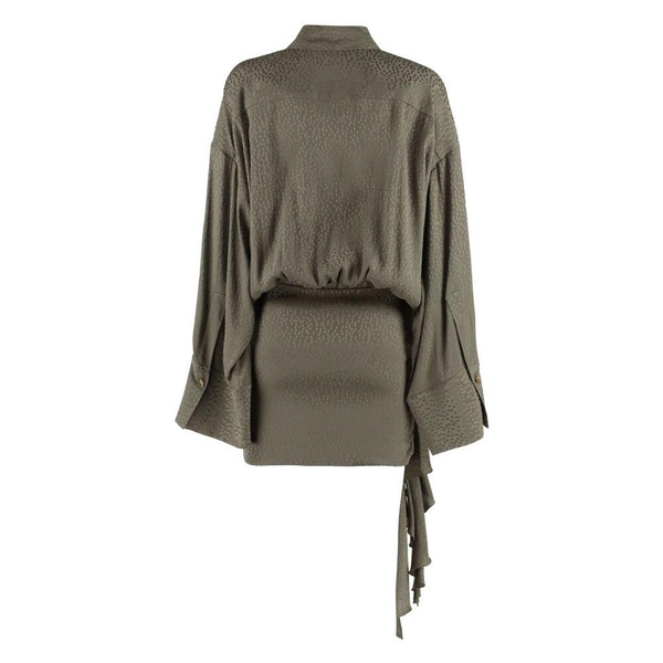 Silk Mini Dress with Shirt Collar
