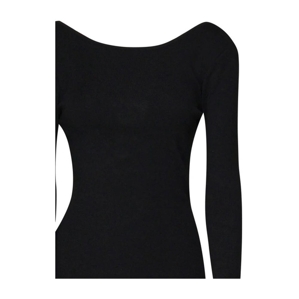 Black Long Sleeve Backless Maxi Dress