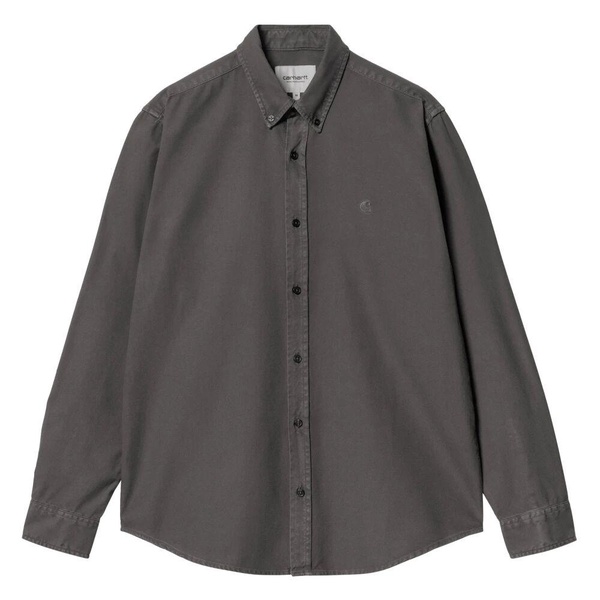 Gray Cotton Button-Down Shirt