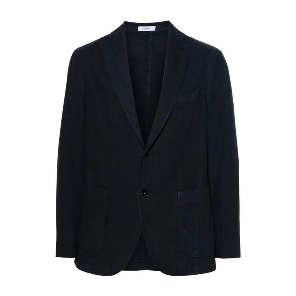 Navy Blue Cotton Blend Twill Weave Blazer