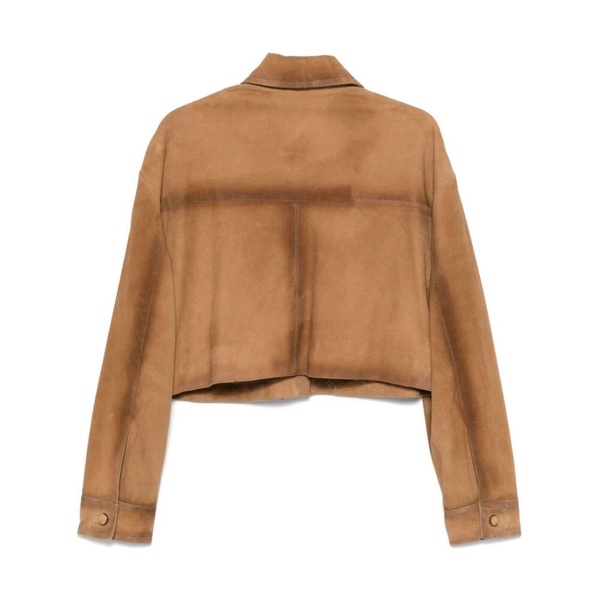 Brown Button-Up Cropped Jacket
