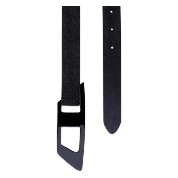 Slim leather belt with D buckle