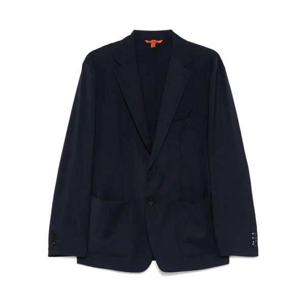 Navy Wool Blazer with Tropical Style