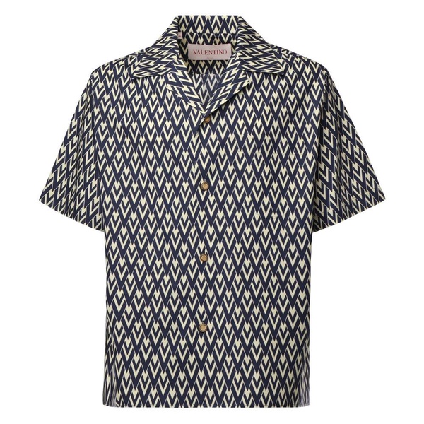 Silk Boxy Fit Shirt with V Print