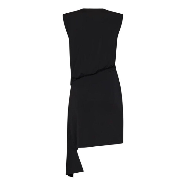 Black Jersey Dress with Jewel Brooch