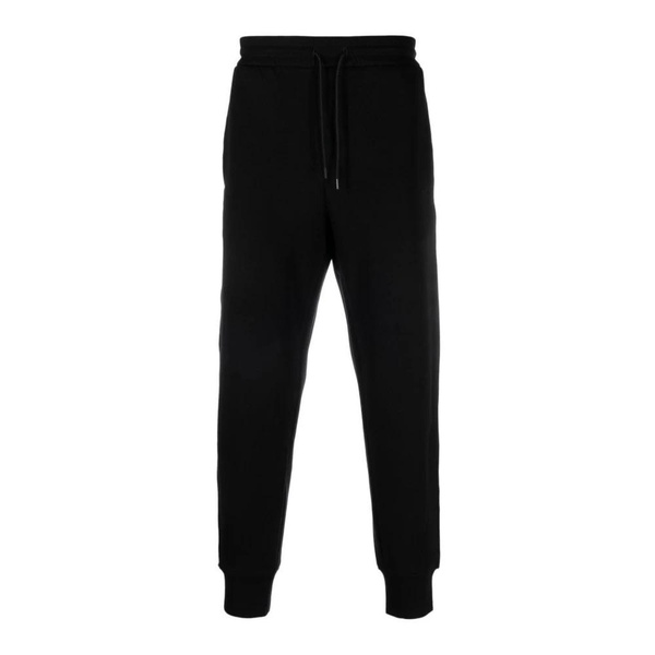 Navy Blue Jogger Pants with Black Side Bands and Logo Lettering