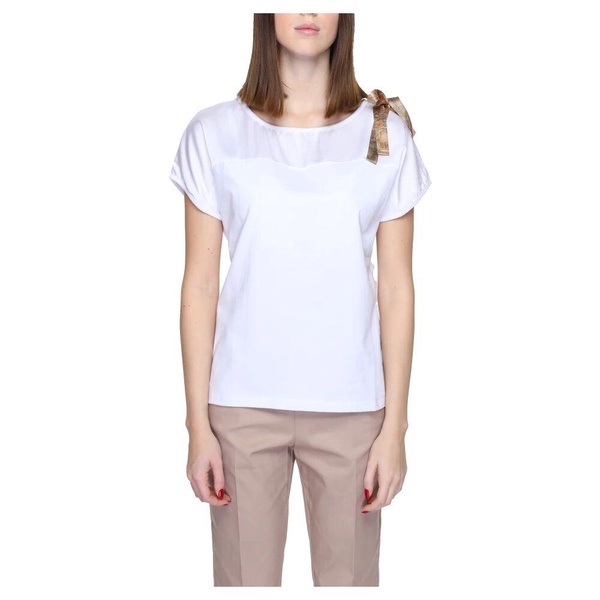 White Cotton Short Sleeve T-Shirt Women