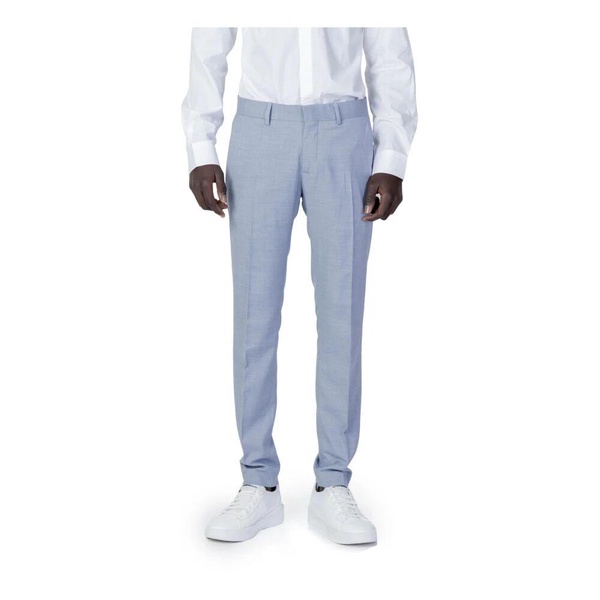Light Blue Marl Trousers Zip Fastening