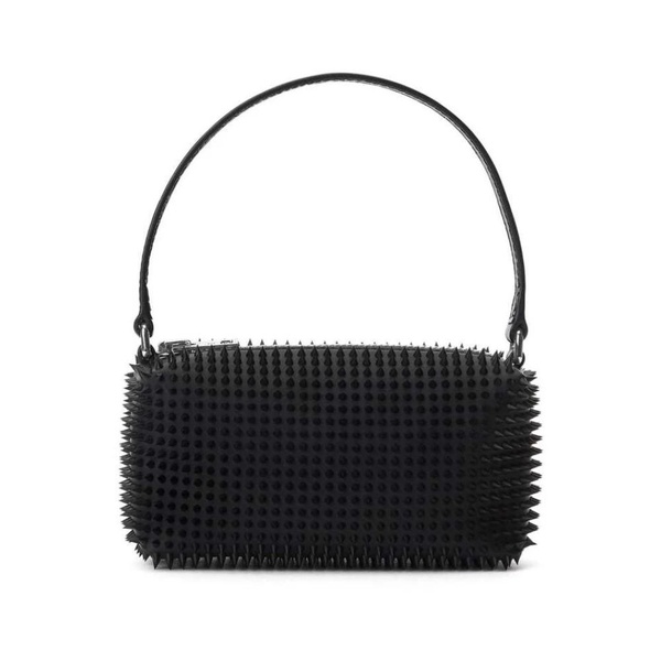 Spiked Leather Handbag with Logo Print