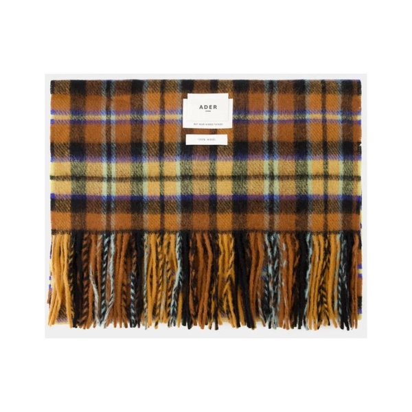 Brown Tartan Wool Scarf