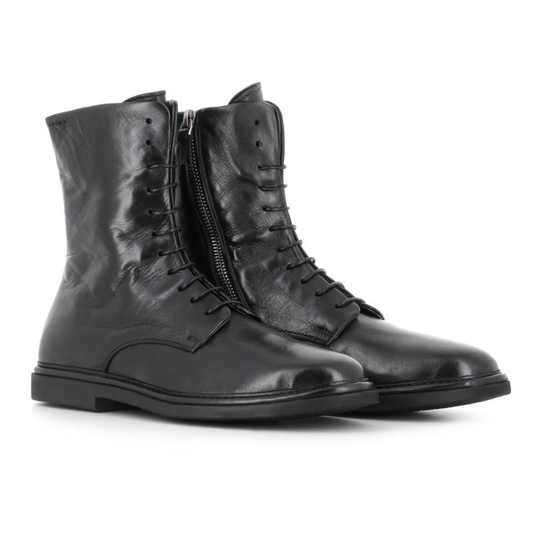 Black Leather Ankle Boots with Zip