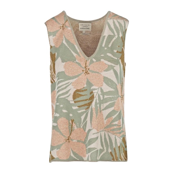 Lurex Detail V-Neck Sleeveless Top