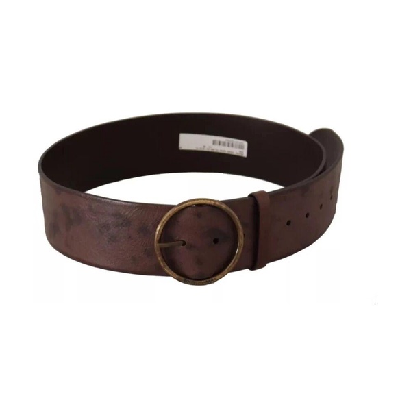 Luxury Leather Logo Belt with Round Buckle