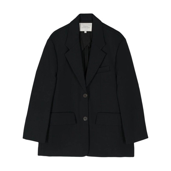 Navy Blue Blazer with Drop Shoulders