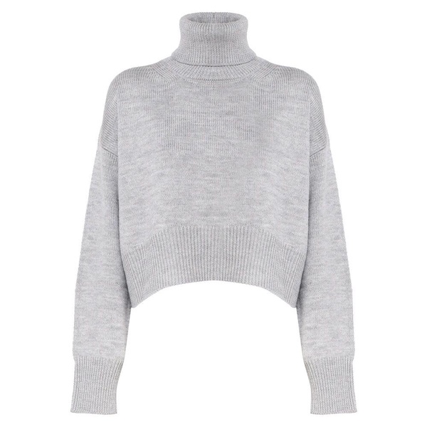 Grey Wool Turtleneck Sweater
