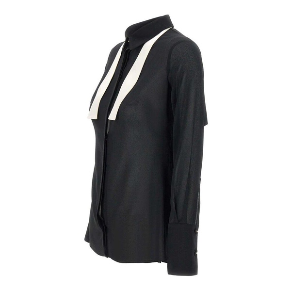Black Georgette Shirt with Graphic Contrast
