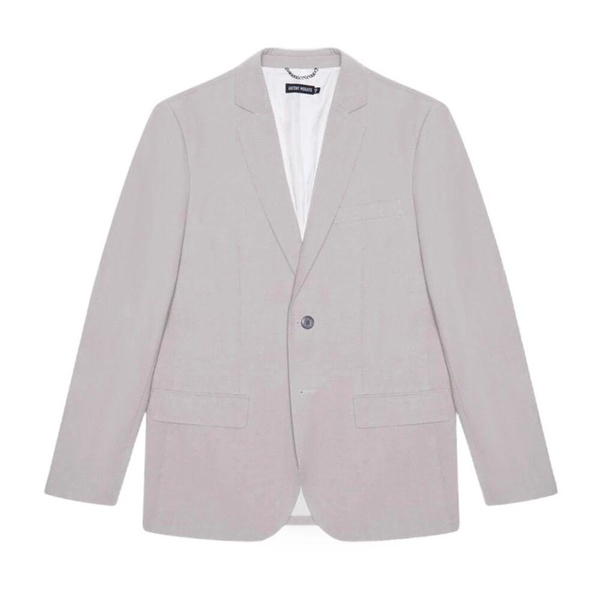 Grey Plain Button Blazer Spring/Summer