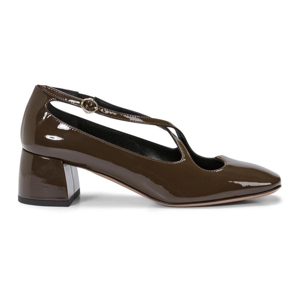 Brown Leather Heart Cutout Pumps