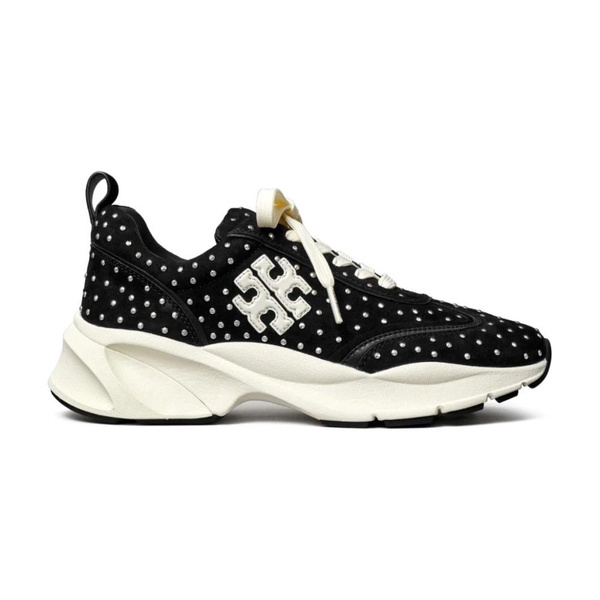 Black Leather Sneakers Panelled Design