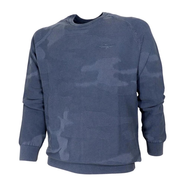 Camouflage Cotton Jacquard Mens Sweater Blue MA1500